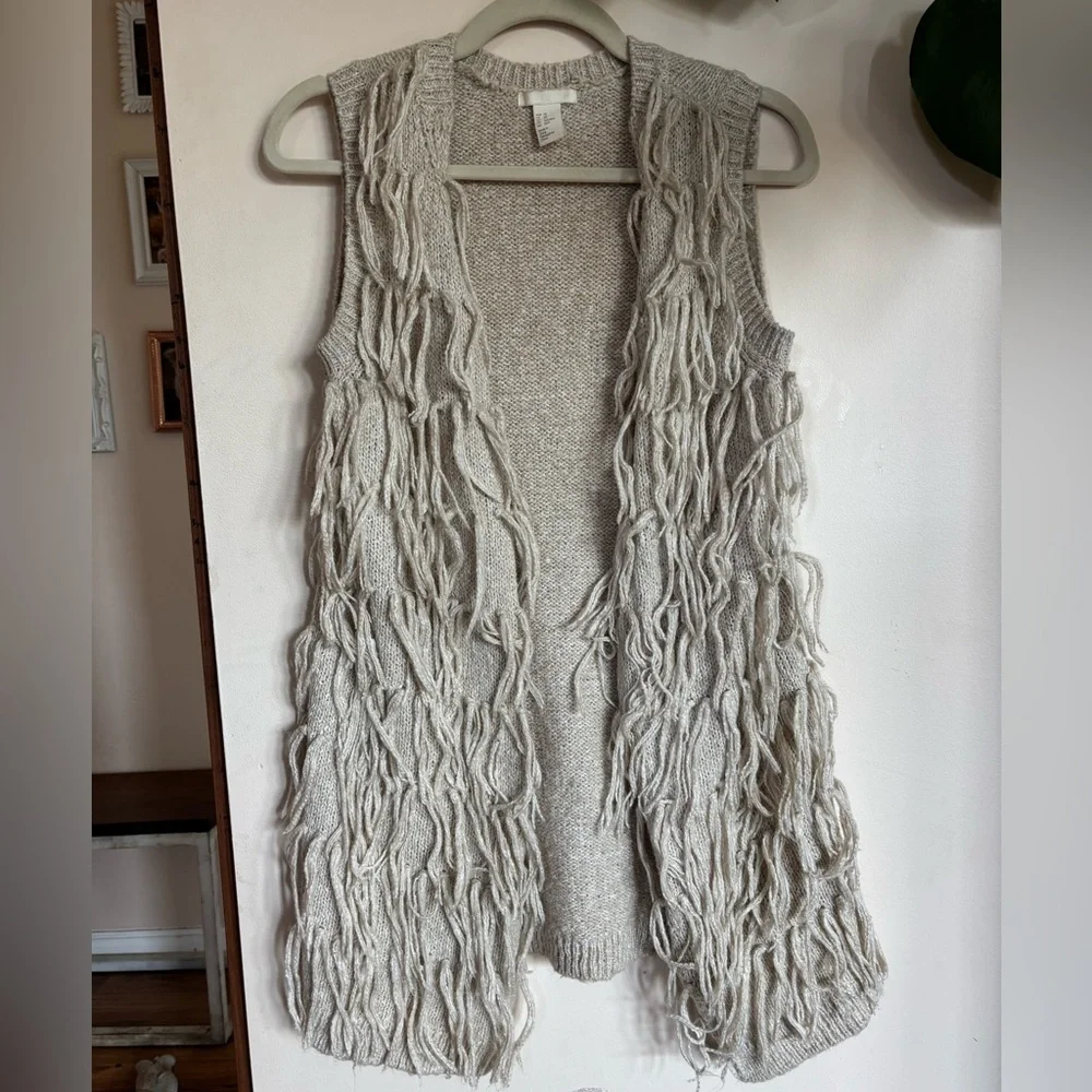 H&M fringe long knit vest - Picture 1 of 3